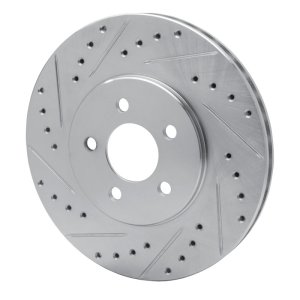 Chrysler Cirrus Brake Rotor (1) - Front Left - R1 Concepts - Drilled & Slotted - Silver - `95-`06